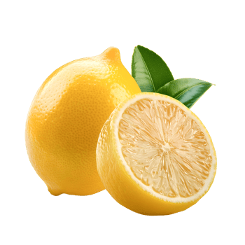 Group of fresh lemon and half lemon isolated, yellow lemon cut out. png