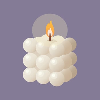 Cubic scented burning bubble candle. Hygge, boho style, creating coziness, interior design. Aromatherapy, wellness, relaxation. Small business, handmade. Hand drawn flat . vector