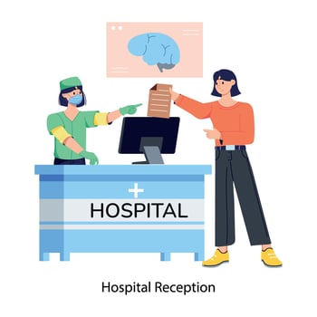 An illustration of hospital reception in flat style vector