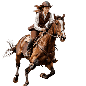 Women riding a horse isolated on transparent background png