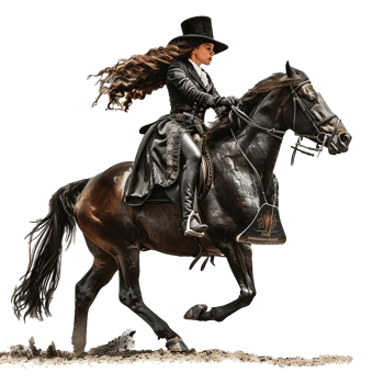 Women riding a horse isolated on transparent background png