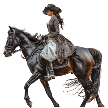 Women riding a horse isolated on transparent background png