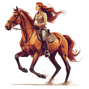 Women riding a horse isolated on transparent background png