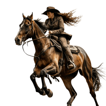 Women riding a horse isolated on transparent background png