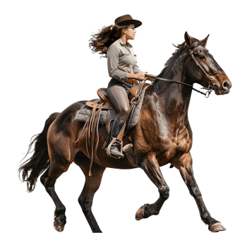 Women riding a horse isolated on transparent background png