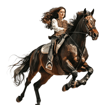 Women riding a horse isolated on transparent background png
