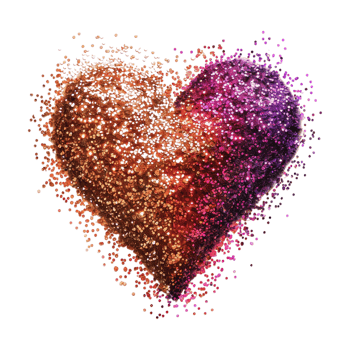 Love Glitter Heart for Valentine Day on Transparent Background png