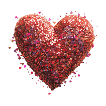 Love Glitter Heart for Valentine Day on Transparent Background png