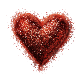 Love Glitter Heart for Valentine Day on Transparent Background png
