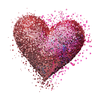 Love Glitter Heart for Valentine Day on Transparent Background png