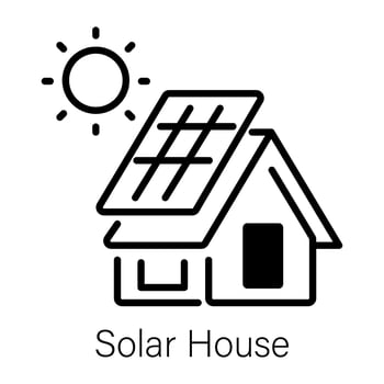 An outline style icon of solar house vector