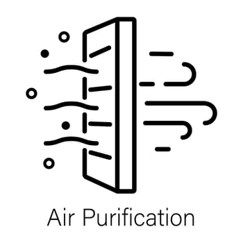 Air purification icon in outline style vector