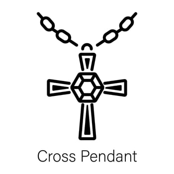 A line icon of cross pendant vector