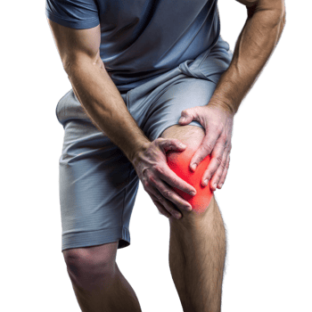 Athlete experiencing knee pain highlighting arthritis or injury with a transparent background png