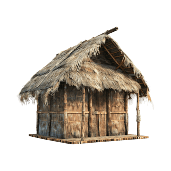 Wooden Hut House on Transparent Background png