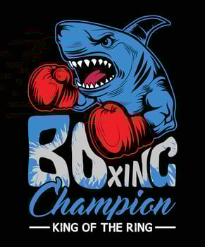 Shark boxing champion king of the ring t-shirt deisgn. vector