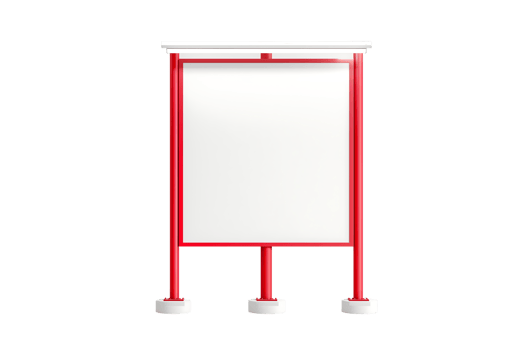 modern red signboard with stand isolated on transparent background png