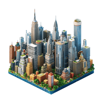 Isometric 3D City Plan on Transparent Background png