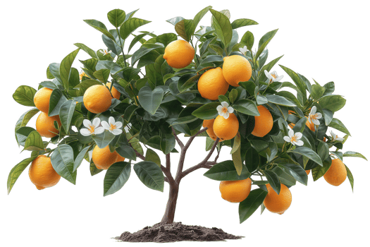 Lemon Tree with Fruit, Leaves, and Blossoms png