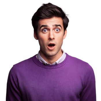 Young Man Wearing Purple Sweater With a Shocked Expression png