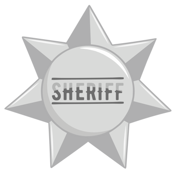 sheriff badge icon in cartoon style isolated png