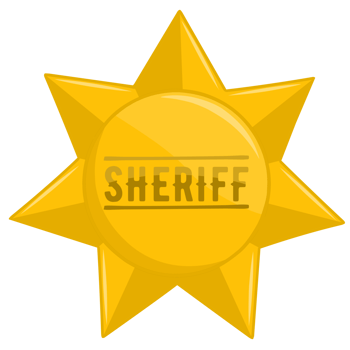 sheriff badge icon in cartoon style isolated png