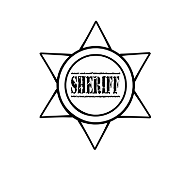 sheriff badge icon in cartoon style isolated png