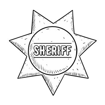 sheriff badge icon in cartoon style isolated png