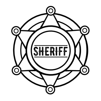 sheriff badge icon in cartoon style isolated png