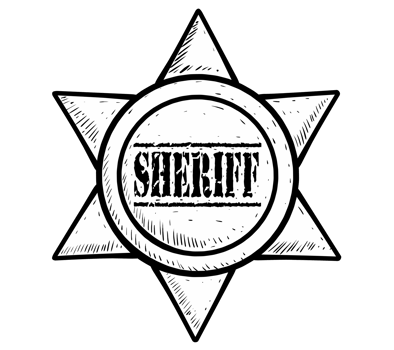 sheriff badge icon in cartoon style isolated png