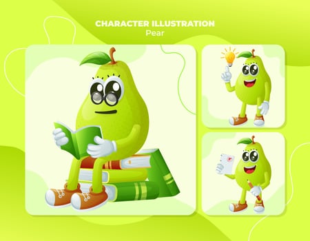 Cute pear characters being clever vector