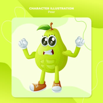 Cute pear character showing off his muscles vector
