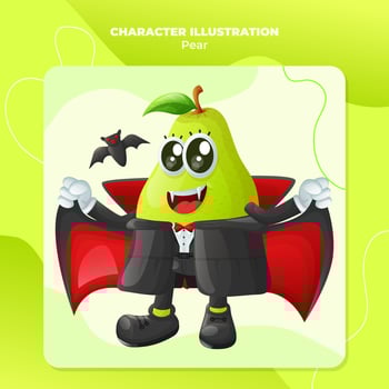 Cute pear characters on Halloween vector