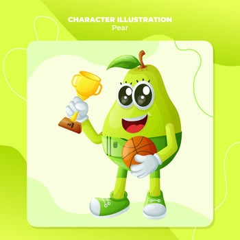 Cute pear characters playing basketball vector