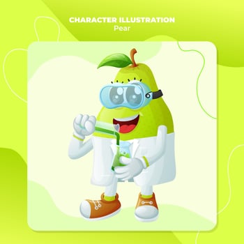 Cute pear character as scientists vector