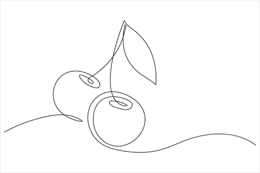 Cherry continuous one line art icon illustration vector