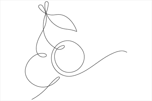 Cherry continuous one line art icon illustration vector