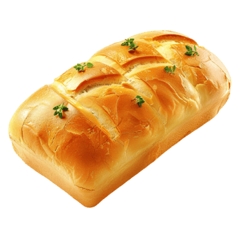 Bread loaf with green leaves on top On transparent background. png