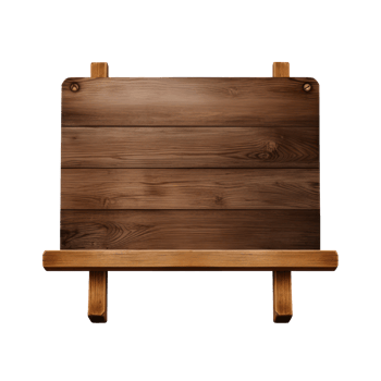 wooden easel with wooden frame on transparent background png