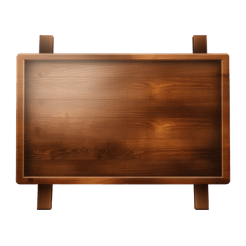 wooden table with wooden frame on transparent background png