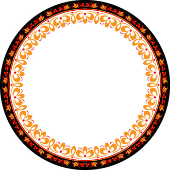 Traditional Russian Ornament. Hohloma. Round Frame vector