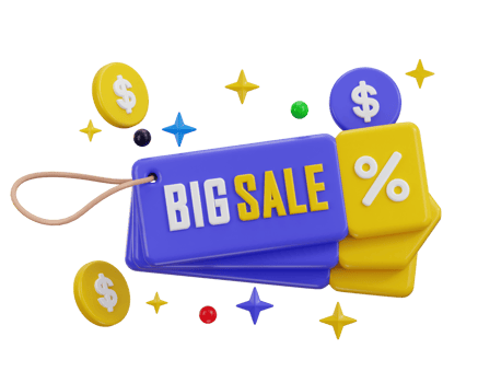 Big Sale tag with discount percentage icon 3d render concept of discount offer tag 3d icon png
