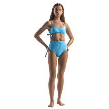 A Woman in a Blue Bikini with Her Hands on Her Hips on Transparent Background png