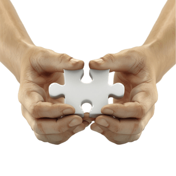 Woman hands holding part of puzzle game National mock up on white isolated background png