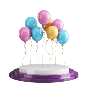 Colorful Baon a Pedestal with a white background lloons Generative-AI png