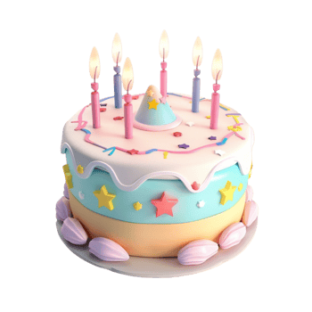 Birthday Cake with Candles on Transparent Background AI-Generative png
