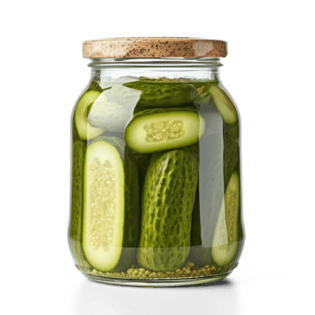 a jar with cucumbers on a transparent background png