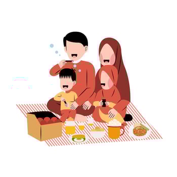 Muslim Family Picnic Together Illustration vector