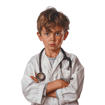 Small Doctor Boy Wear Stethoscope on Transparent Background png