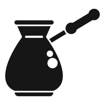 Turkish coffee pot with long handle brewing coffee silhouette icon vector